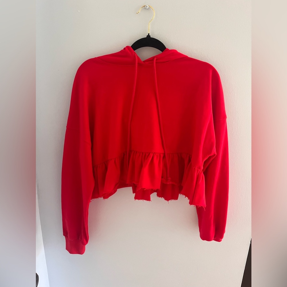 Red cropped hooded Lelis sweatshirt